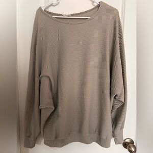 Women's Long Sleeve Ribbed Top - Gray
